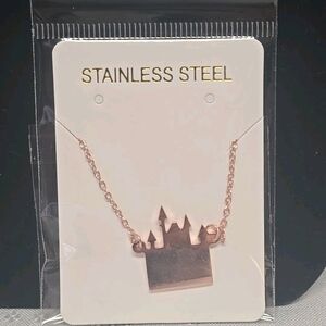 Disney Castle Rose Gold Necklace Stainless Steel